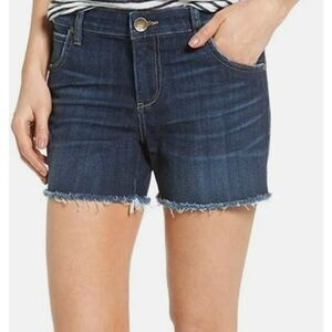 KUT BY THE KLOTH GIDGET FRAY JEAN SHORTS DARK WASH SIZE 4 NEW